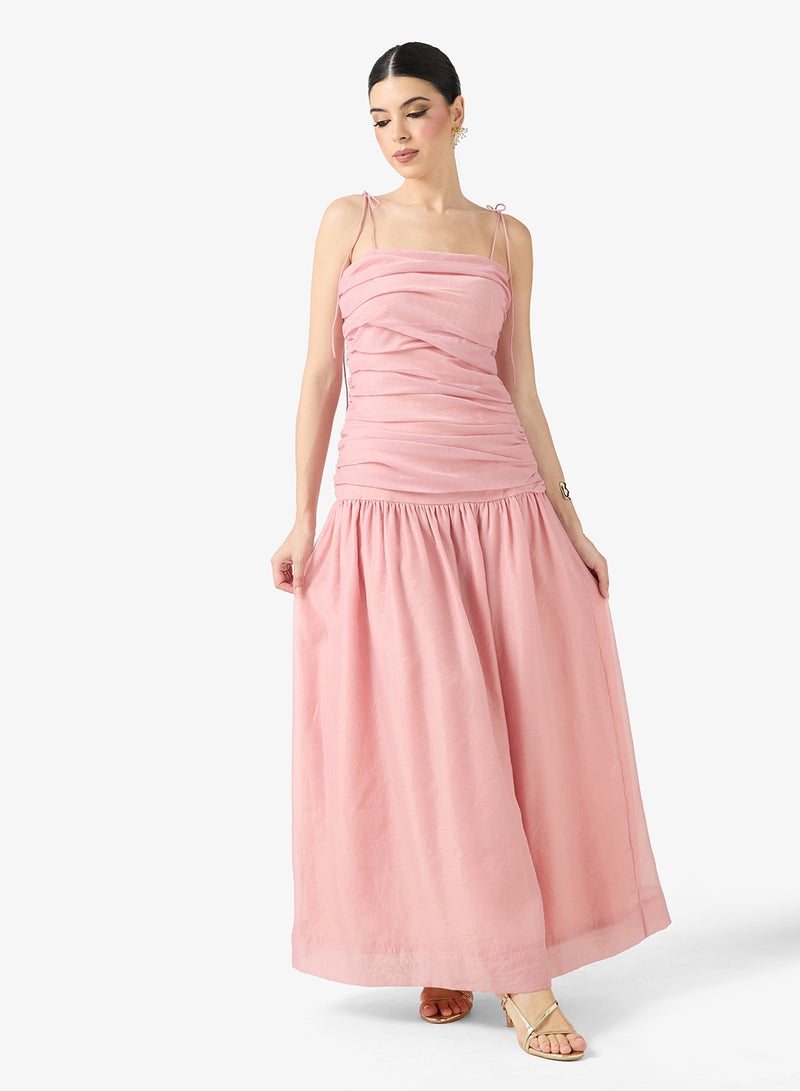 Just Me Ruched Detail Bandeau Maxi Dress - Image 4